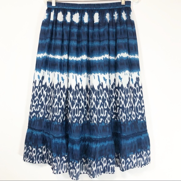 Boho tie-dye skirt, blue & white gathered ruffle M - Picture 6 of 8